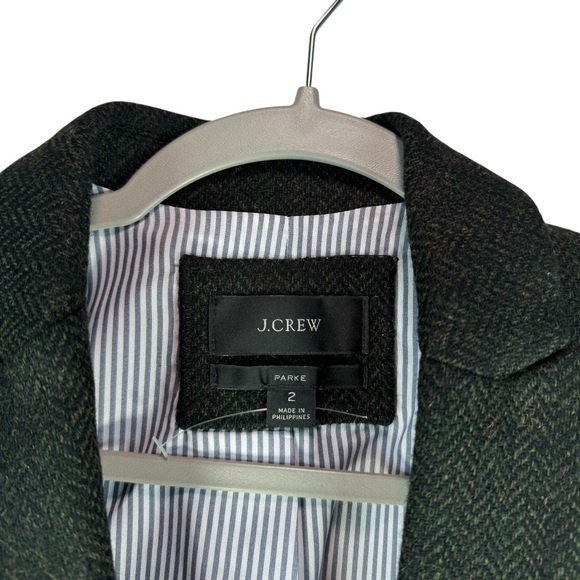 J. Crew Parke Wool Blazer Size 2 Green Herringbone Tweed Classic Preppy Heritage - Picture 2 of 11